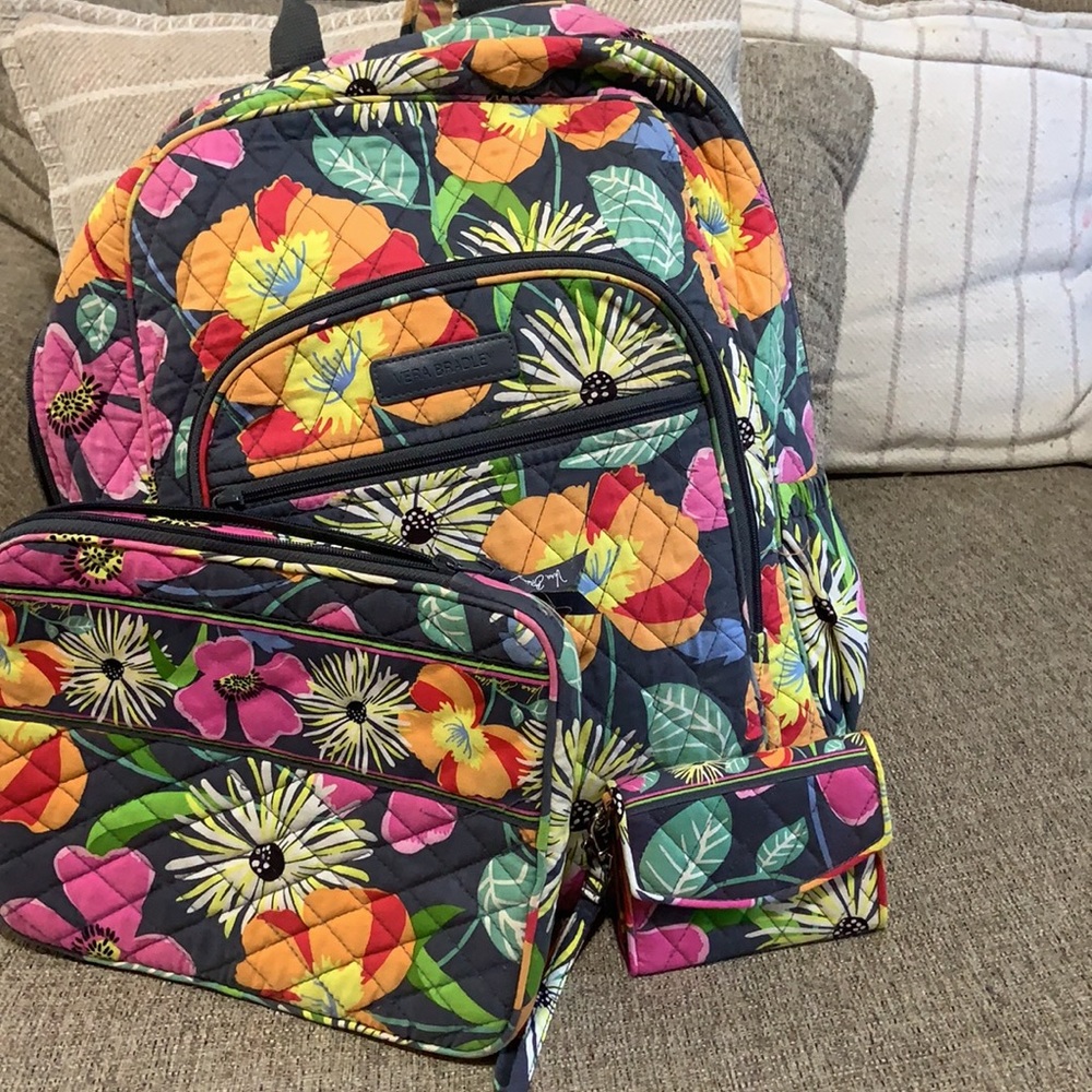 Vera Bradley Jazzy Blooms print Backpack/ipad case/small wallet
